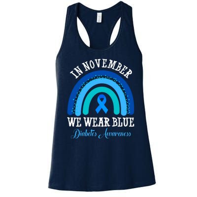 In November We Wear Blue Diabetes Awareness Rainbow Women's Racerback Tank