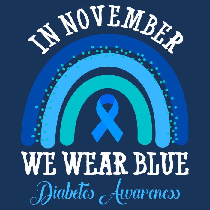 In November We Wear Blue Diabetes Awareness Rainbow Baby Bodysuit