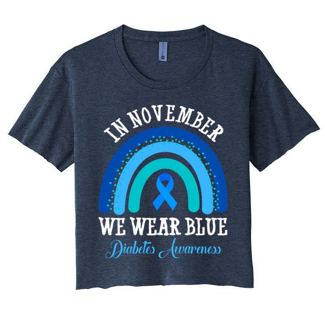In November We Wear Blue Diabetes Awareness Rainbow Crop Top