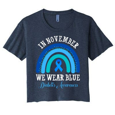 In November We Wear Blue Diabetes Awareness Rainbow Women's Crop Top Tee