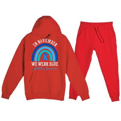 In November We Wear Blue Diabetes Awareness Rainbow Premium Hooded Sweatsuit Set