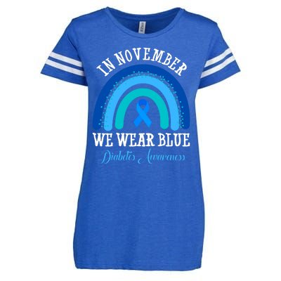 In November We Wear Blue Diabetes Awareness Rainbow Enza Ladies Jersey Football T-Shirt