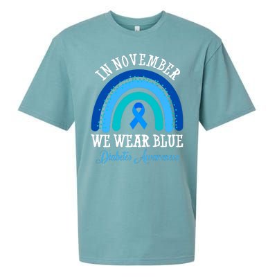 In November We Wear Blue Diabetes Awareness Rainbow Sueded Cloud Jersey T-Shirt