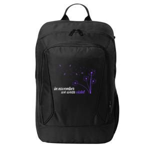 In November We Wear Violet Alzheimer Awareness City Backpack