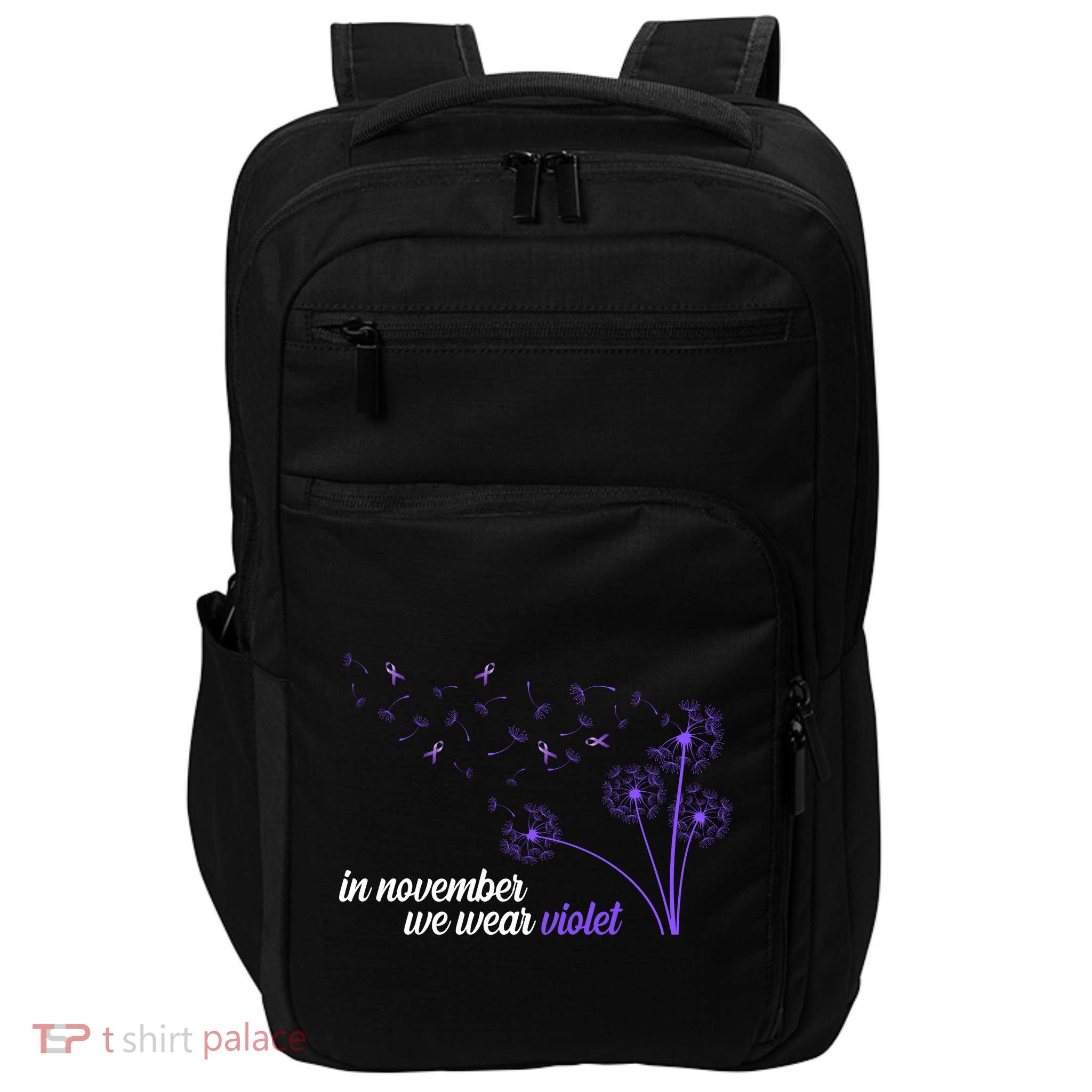 In November We Wear Violet Alzheimer Awareness Impact Tech Backpack