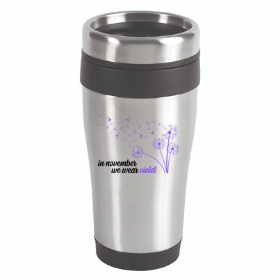In November We Wear Violet Alzheimer Awareness 16oz Travel Tumbler
