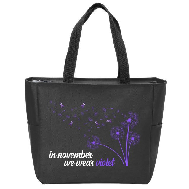 In November We Wear Violet Alzheimer Awareness Zip Tote Bag