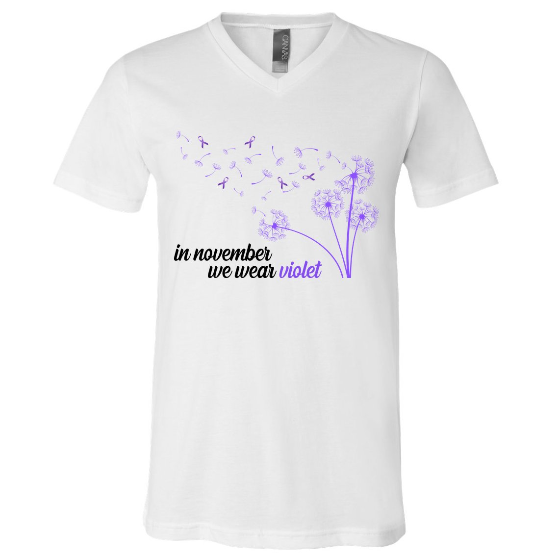 In November We Wear Violet Alzheimer Awareness V-Neck T-Shirt