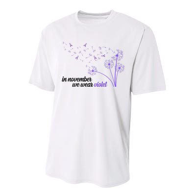 In November We Wear Violet Alzheimer Awareness Performance Sprint T-Shirt