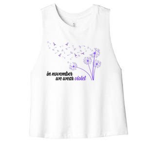 In November We Wear Violet Alzheimer Awareness Women's Racerback Cropped Tank