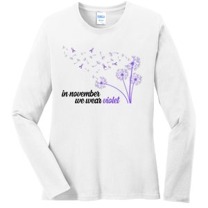 In November We Wear Violet Alzheimer Awareness Ladies Long Sleeve Shirt