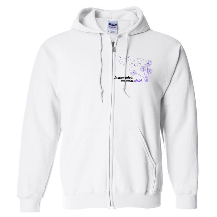 In November We Wear Violet Alzheimer Awareness Full Zip Hoodie