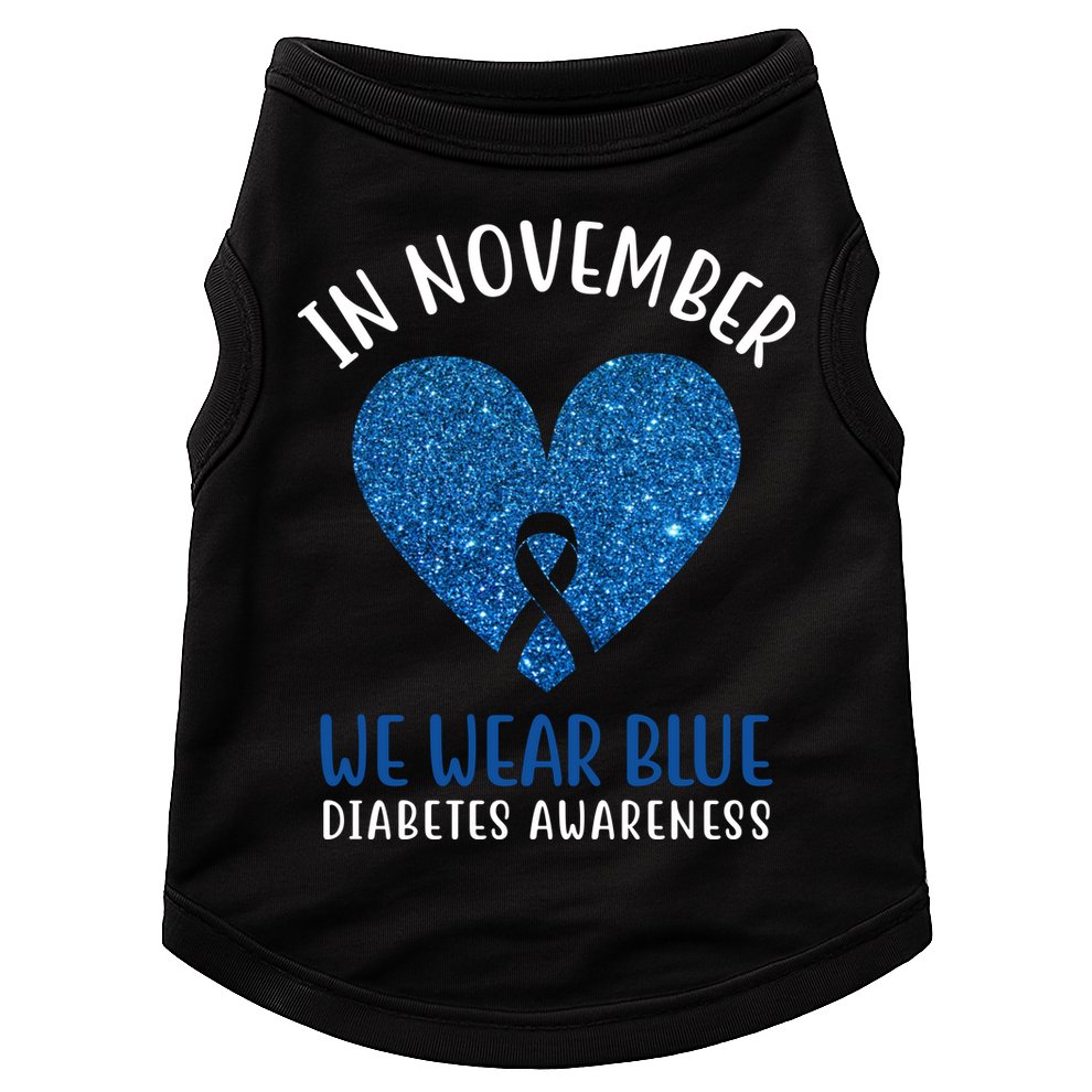 In November We Wear Blue Diabetes Awareness Heart Ribbon Doggie Tank
