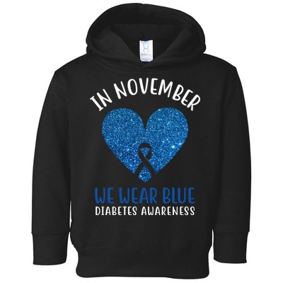 In November We Wear Blue Diabetes Awareness Heart Ribbon Toddler Hoodie