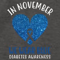 In November We Wear Blue Diabetes Awareness Heart Ribbon Vector Backpack