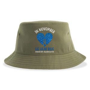 In November We Wear Blue Diabetes Awareness Heart Ribbon Sustainable Bucket Hat