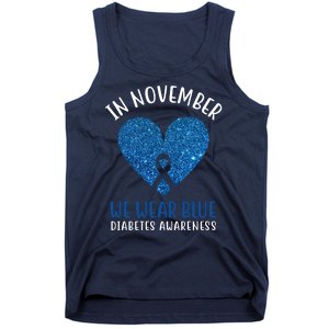 In November We Wear Blue Diabetes Awareness Heart Ribbon Tank Top