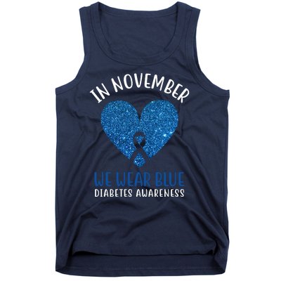 In November We Wear Blue Diabetes Awareness Heart Ribbon Tank Top