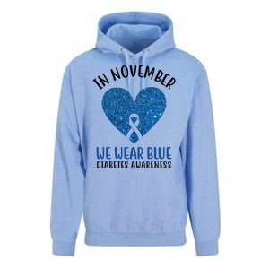 In November We Wear Blue Diabetes Awareness Heart Ribbon Unisex Surf Hoodie