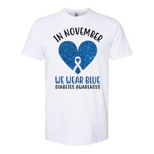 In November We Wear Blue Diabetes Awareness Heart Ribbon Softstyle CVC T-Shirt