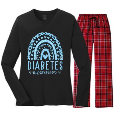 In November We Wear Blue Diabetes Awareness Month Women's Long Sleeve Flannel Pajama Set 