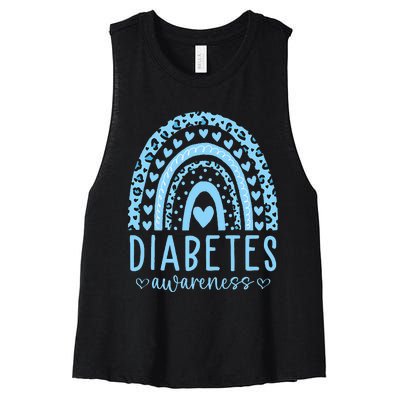 In November We Wear Blue Diabetes Awareness Month Women's Racerback Cropped Tank