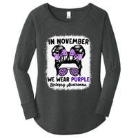 In November We Wear Purple Epilepsy Awareness Women Epilepsy Gift Women's Perfect Tri Tunic Long Sleeve Shirt