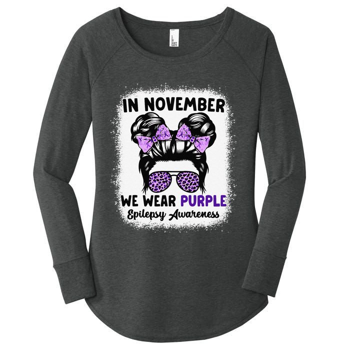 In November We Wear Purple Epilepsy Awareness Women Epilepsy Gift Women's Perfect Tri Tunic Long Sleeve Shirt