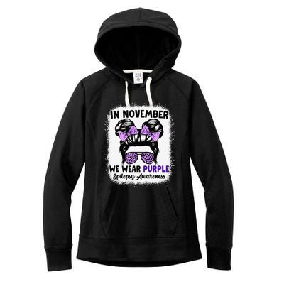 In November We Wear Purple Epilepsy Awareness Women Epilepsy Gift Women's Fleece Hoodie