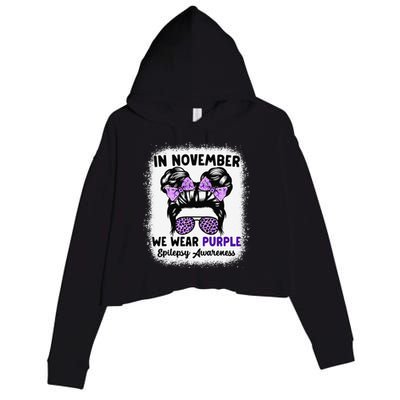 In November We Wear Purple Epilepsy Awareness Women Epilepsy Gift Crop Fleece Hoodie