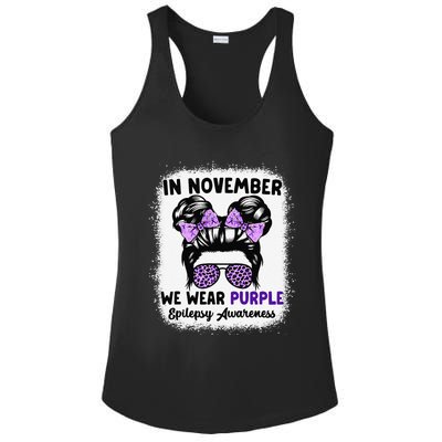 In November We Wear Purple Epilepsy Awareness Women Epilepsy Gift Ladies PosiCharge Competitor Racerback Tank