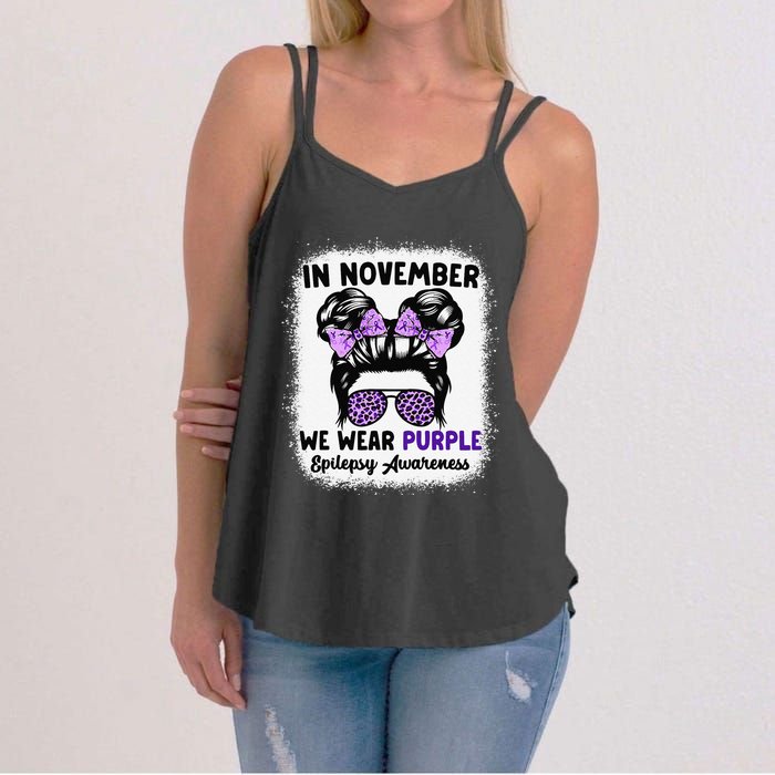 In November We Wear Purple Epilepsy Awareness Women Epilepsy Gift Women's Strappy Tank