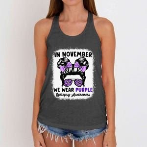 In November We Wear Purple Epilepsy Awareness Women Epilepsy Gift Women's Knotted Racerback Tank