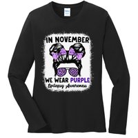 In November We Wear Purple Epilepsy Awareness Women Epilepsy Gift Ladies Long Sleeve Shirt