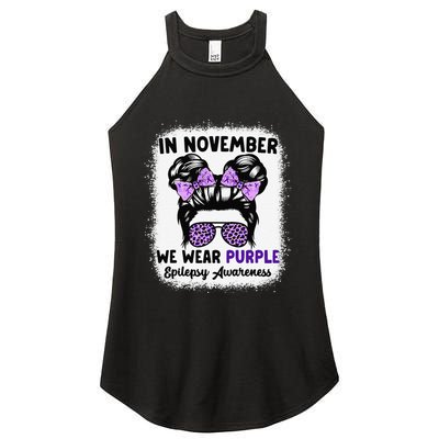 In November We Wear Purple Epilepsy Awareness Women Epilepsy Gift Women's Perfect Tri Rocker Tank