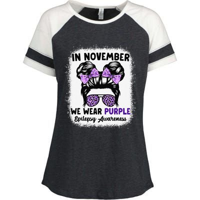 In November We Wear Purple Epilepsy Awareness Women Epilepsy Gift Enza Ladies Jersey Colorblock Tee