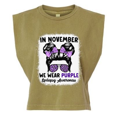 In November We Wear Purple Epilepsy Awareness Women Epilepsy Gift Garment-Dyed Women's Muscle Tee