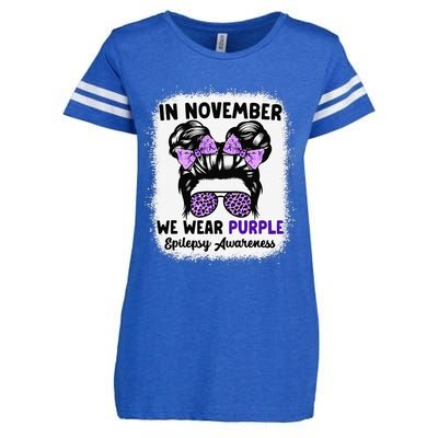 In November We Wear Purple Epilepsy Awareness Women Epilepsy Gift Enza Ladies Jersey Football T-Shirt