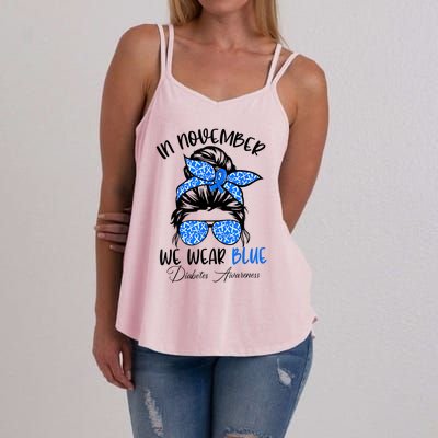 In November We Wear Blue Diabetes Awareness Women's Strappy Tank