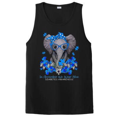 In November We Wear Blue Elephant Diabetes Awareness Gifts PosiCharge Competitor Tank