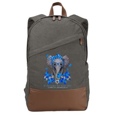 In November We Wear Blue Elephant Diabetes Awareness Gifts Cotton Canvas Backpack