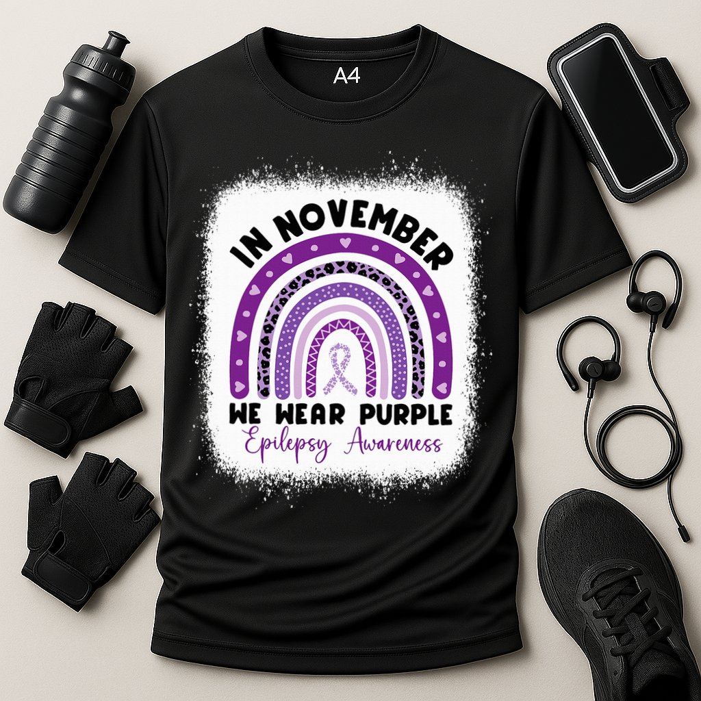 In November We Wear Purple Epilepsy Awareness Month Rainbow Cooling Performance Crew T-Shirt