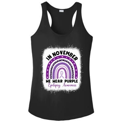 In November We Wear Purple Epilepsy Awareness Month Rainbow Ladies PosiCharge Competitor Racerback Tank