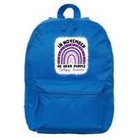 In November We Wear Purple Epilepsy Awareness Month Rainbow 16 in Basic Backpack