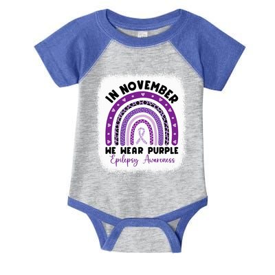 In November We Wear Purple Epilepsy Awareness Month Rainbow Infant Baby Jersey Bodysuit