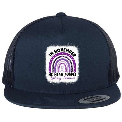 In November We Wear Purple Epilepsy Awareness Month Rainbow Flat Bill Trucker Hat