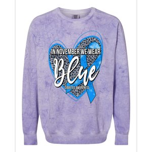 In November We Wear Blue Diabetes Awareness Month Leopard Colorblast Crewneck Sweatshirt