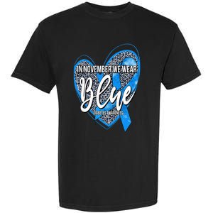 In November We Wear Blue Diabetes Awareness Month Leopard Garment-Dyed Heavyweight T-Shirt