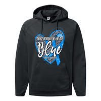 In November We Wear Blue Diabetes Awareness Month Leopard Performance Fleece Hoodie