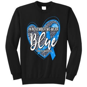 In November We Wear Blue Diabetes Awareness Month Leopard Sweatshirt